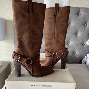 Steve Madden Hailee Harness Boots in Brown Leather